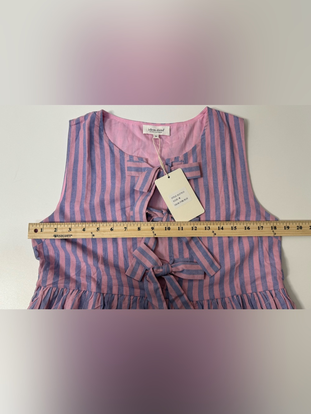 NWT Striped Mini Dress with Bow Detail - Picture 14 of 15
